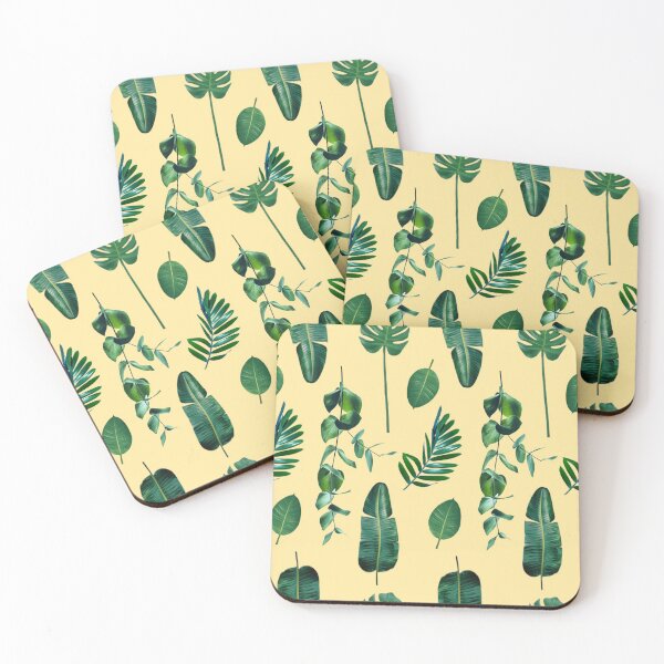 Aperçu de l'œuvre Motif de feuilles tropicales botaniques - Jaune créée et vendue par IFOM.