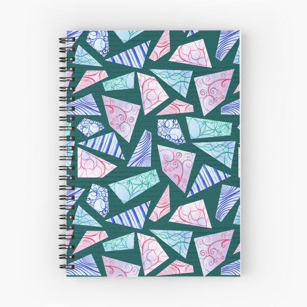 Item preview, Pastel colored doodle watercolor polygon shapes on dark green designed and sold by Marlene Wagenhofer.