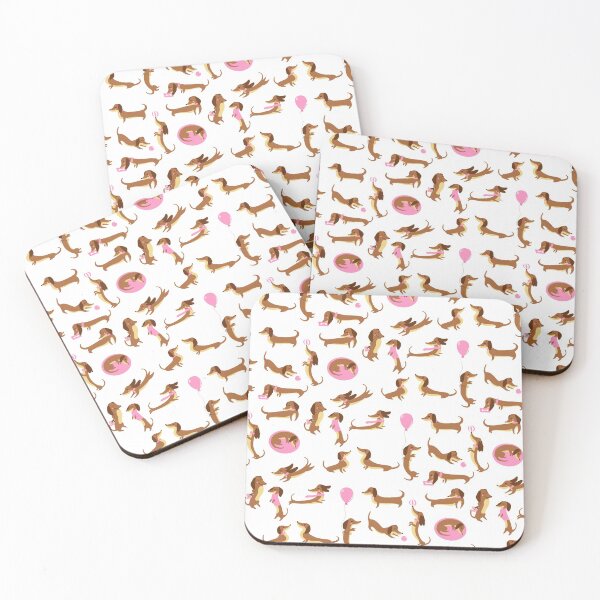 Item preview, Dachshund Sausage Dog Pattern in Pink designed and sold by ikigaicreations.