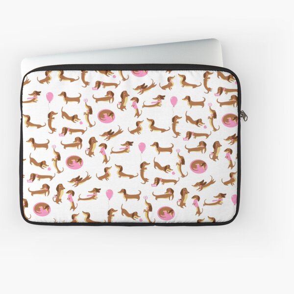 Dachshund Sausage Dog Pattern in Pink Laptop Sleeve