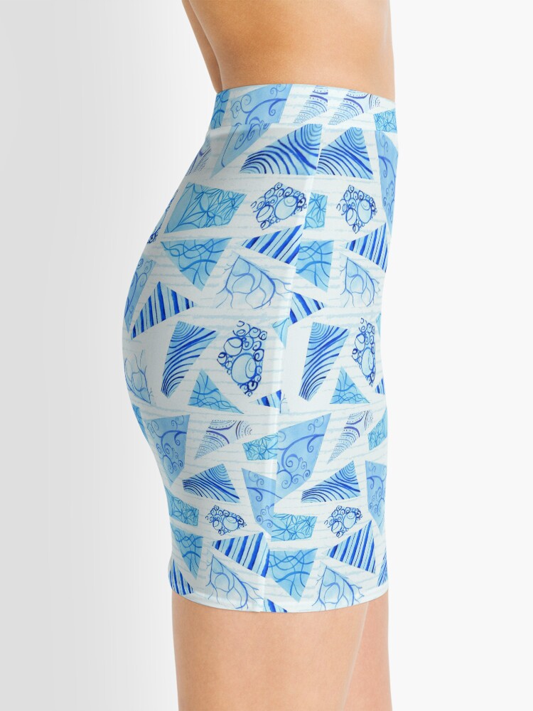 Alternate view of Hand-painted doodle watercolor polygon shapes on stripes Mini Skirt