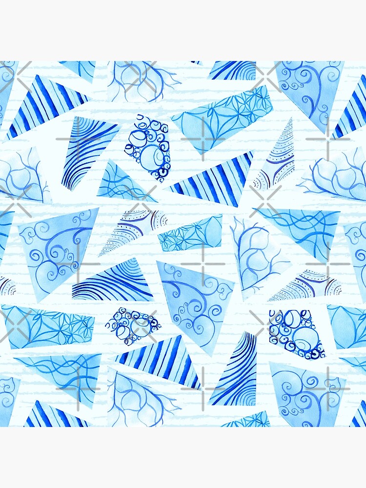 Hand-painted doodle watercolor polygon shapes on stripes by nobelbunt