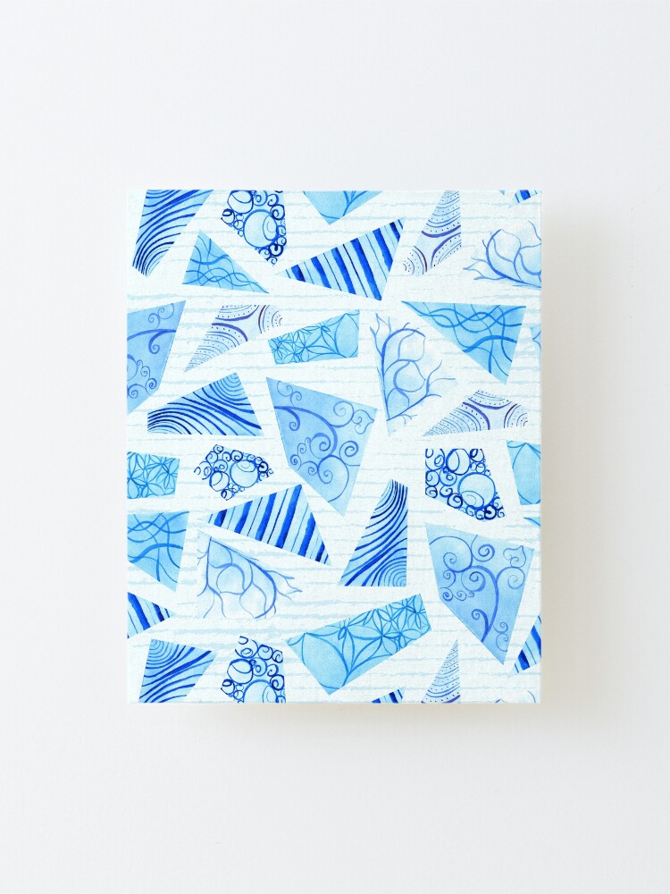Alternate view of Hand-painted doodle watercolor polygon shapes on stripes Mounted Print