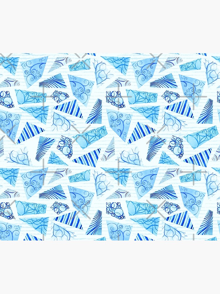 Hand-painted doodle watercolor polygon shapes on stripes by nobelbunt