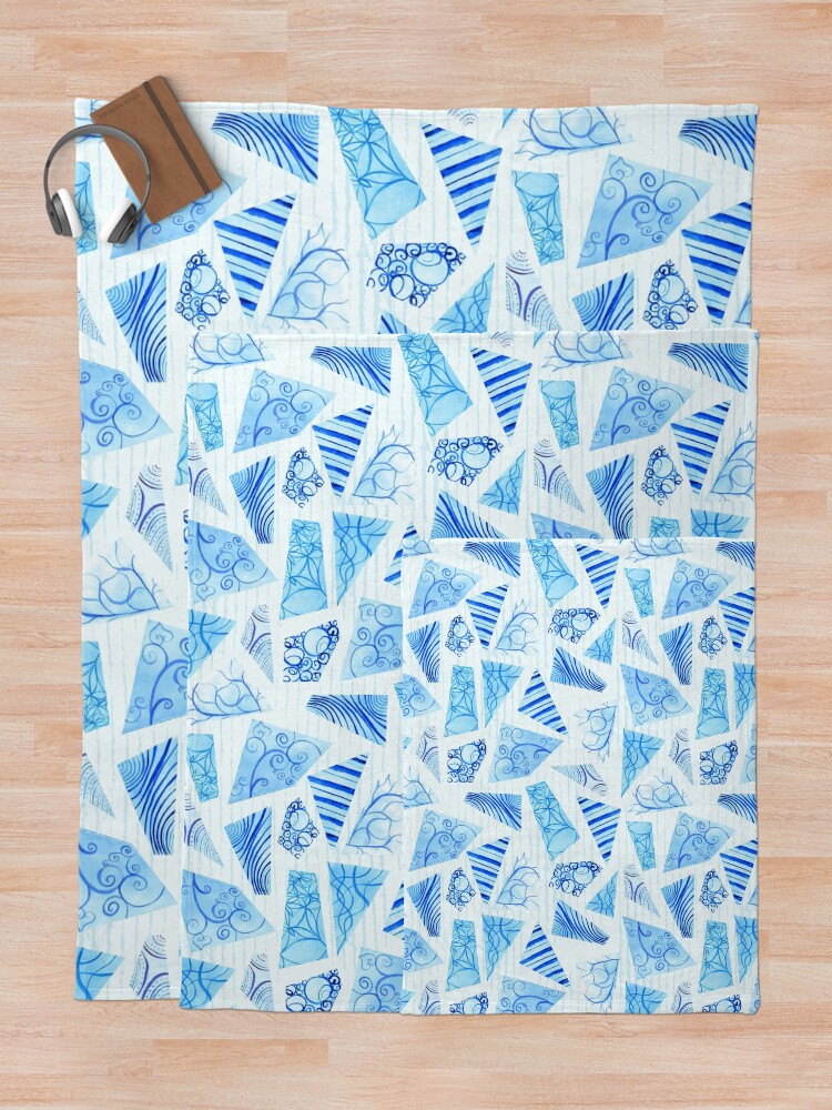 Alternate view of Hand-painted doodle watercolor polygon shapes on stripes Throw Blanket