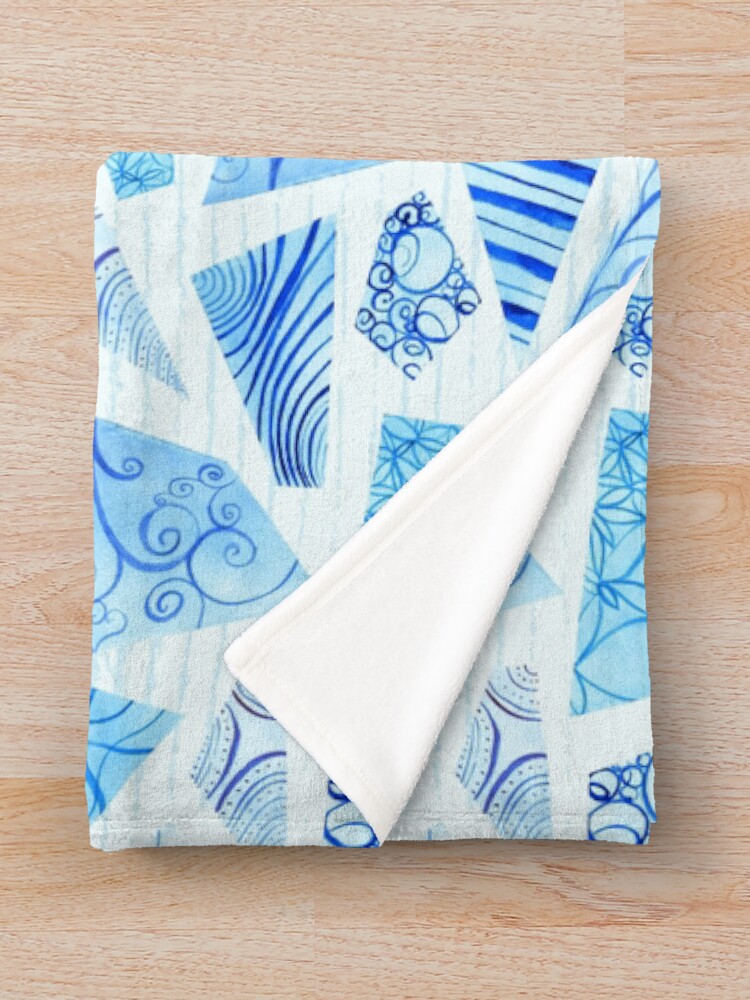 Alternate view of Hand-painted doodle watercolor polygon shapes on stripes Throw Blanket