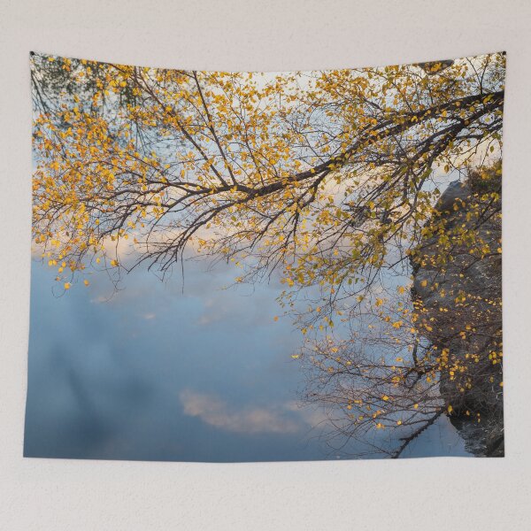 Item preview, A River of Sky - Soft Autumnal Mood at a Riverbank designed and sold by Georgia Mizuleva.