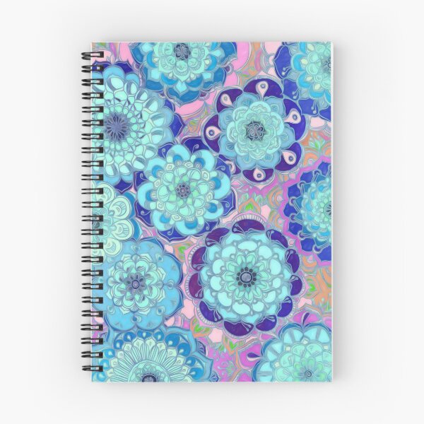 Item preview, Radiant Cyan & Purple Stained Glass Floral Mandalas designed and sold by micklyn.