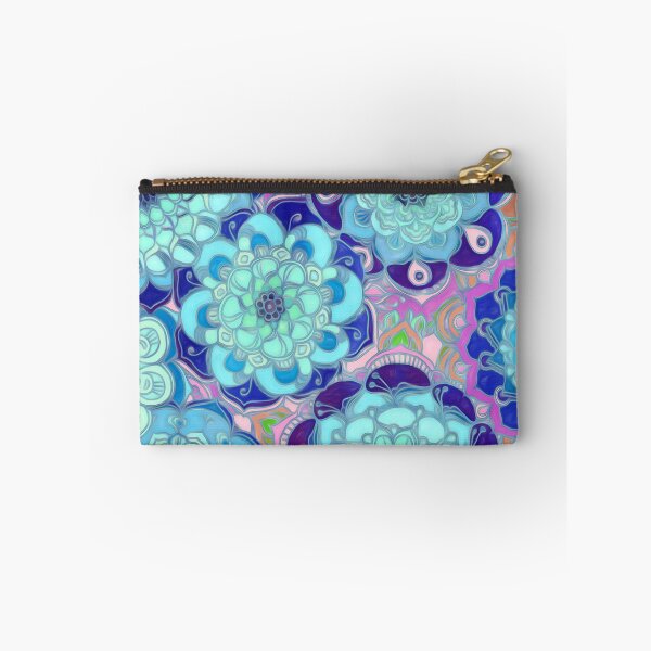 Item preview, Radiant Cyan & Purple Stained Glass Floral Mandalas designed and sold by micklyn.