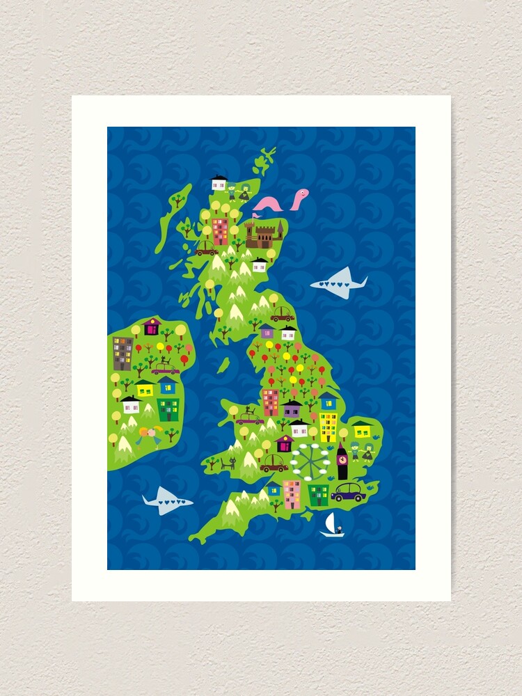 "cartoon map of the UK" Art Print by ychty | Redbubble