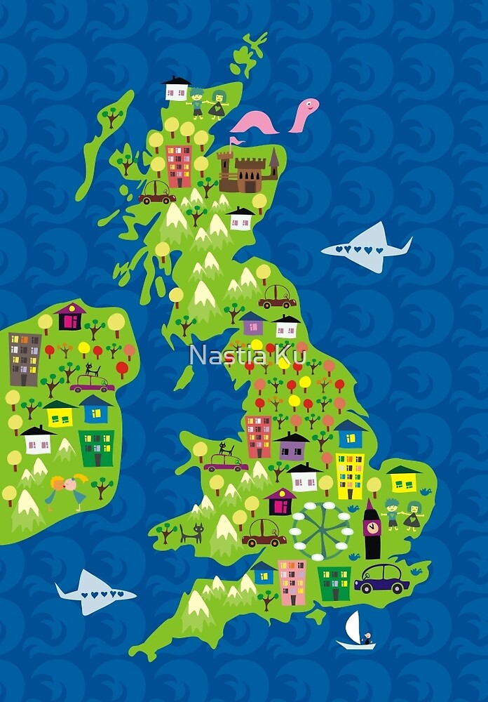 "cartoon map of the UK" by ychty | Redbubble