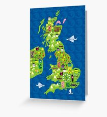 cartoon map of the UK Greeting Card