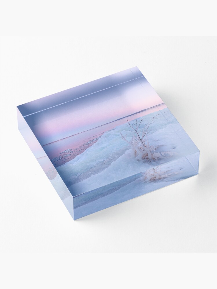 Alternate view of Lake shore scenery at dusk winter in Finland Acrylic Block