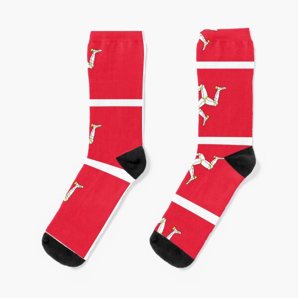 MANX FLAG, Isle of Man, MANX, Brattagh Vannin, Triskelion, Ny tree cassyn. Socks