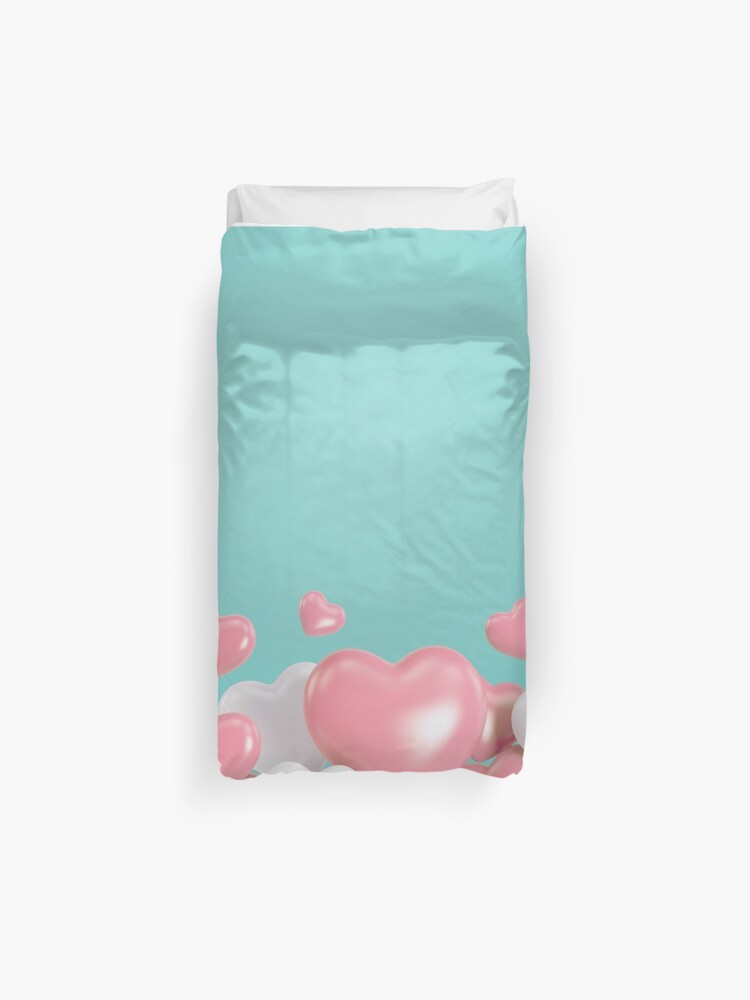 Valentine Day Concept Heart Balloons On Tiffany Blue Background