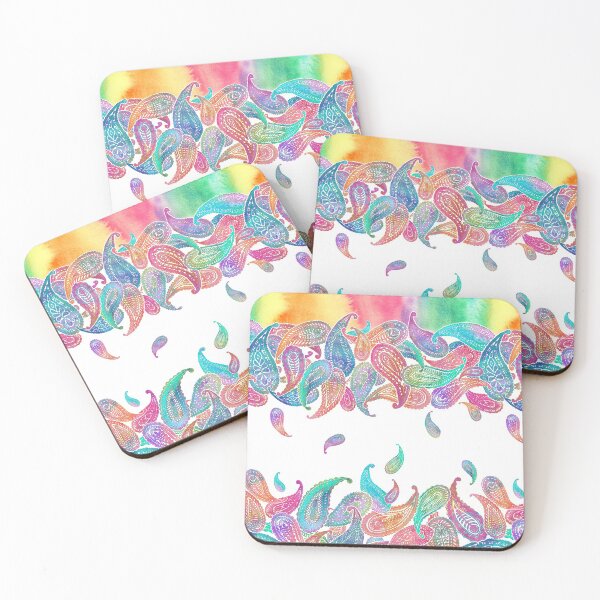 Item preview, Rainbow Paisley Rain on White designed and sold by micklyn.