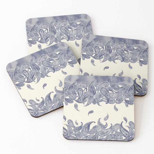 Item preview, Monochrome Paisley Rain in Blue and Cream designed and sold by micklyn.