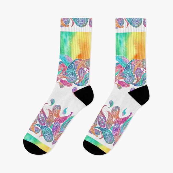 Item preview, Rainbow Paisley Rain on White designed and sold by micklyn.