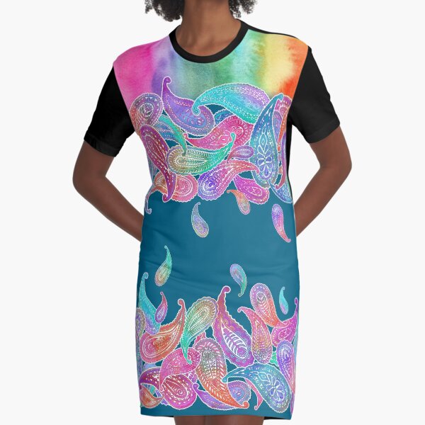 Artikel-Vorschau von Regenbogen Paisley Regen auf Blau, designt und verkauft von micklyn.
