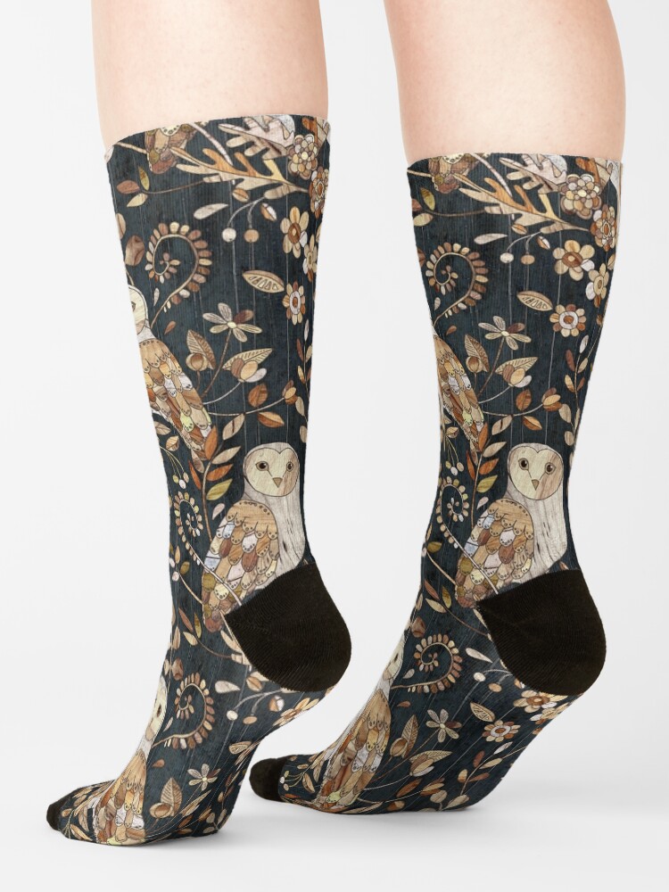 Alternate view of Wooden Wonderland Barn Owl Collage Socks