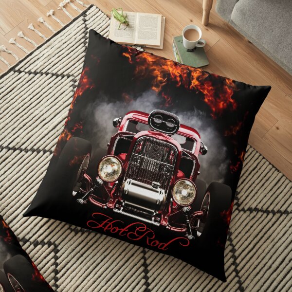 RED HOT HOT ROD Floor Pillow