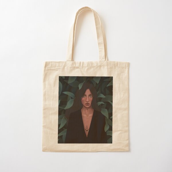 Protect the Nature, Stay Wild III - Strong Confident Woman Surrounded by Leaves - Digital Illustration by MadliArt Cotton Tote Bag
