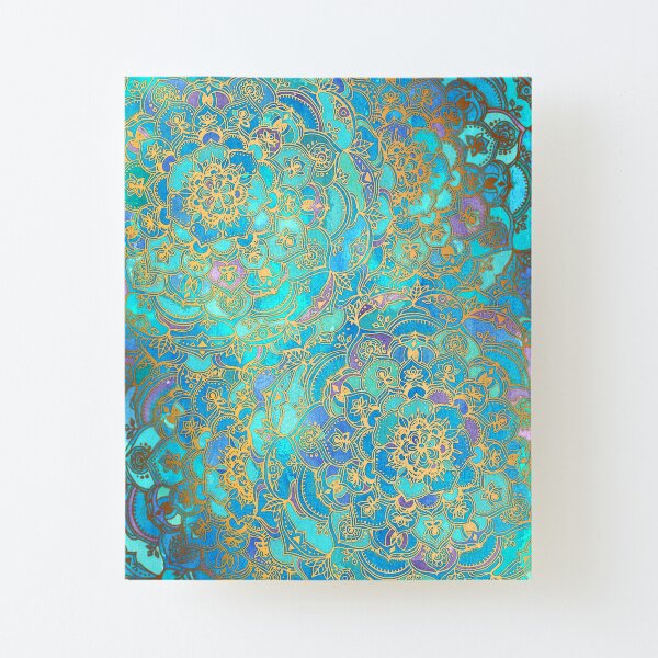 Sapphire & Jade Stained Glass Mandalas Canvas Mounted Print