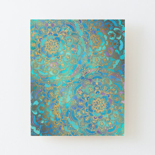 Sapphire & Jade Stained Glass Mandalas Wood Mounted Print