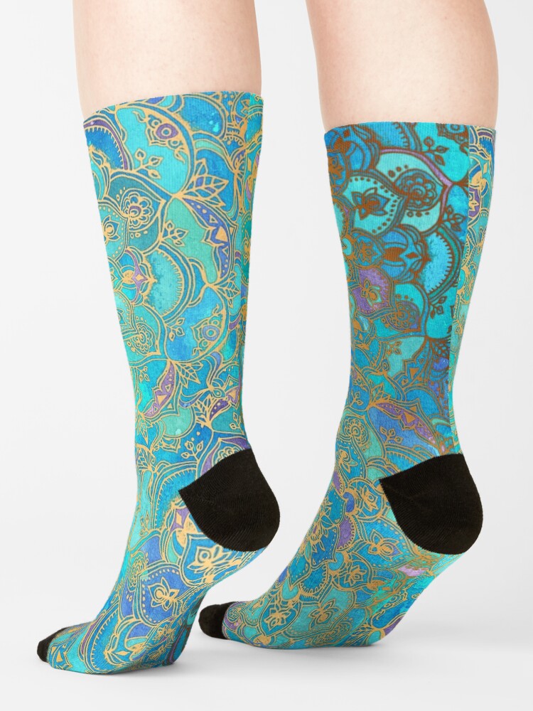 Alternate view of Sapphire & Jade Stained Glass Mandalas Socks