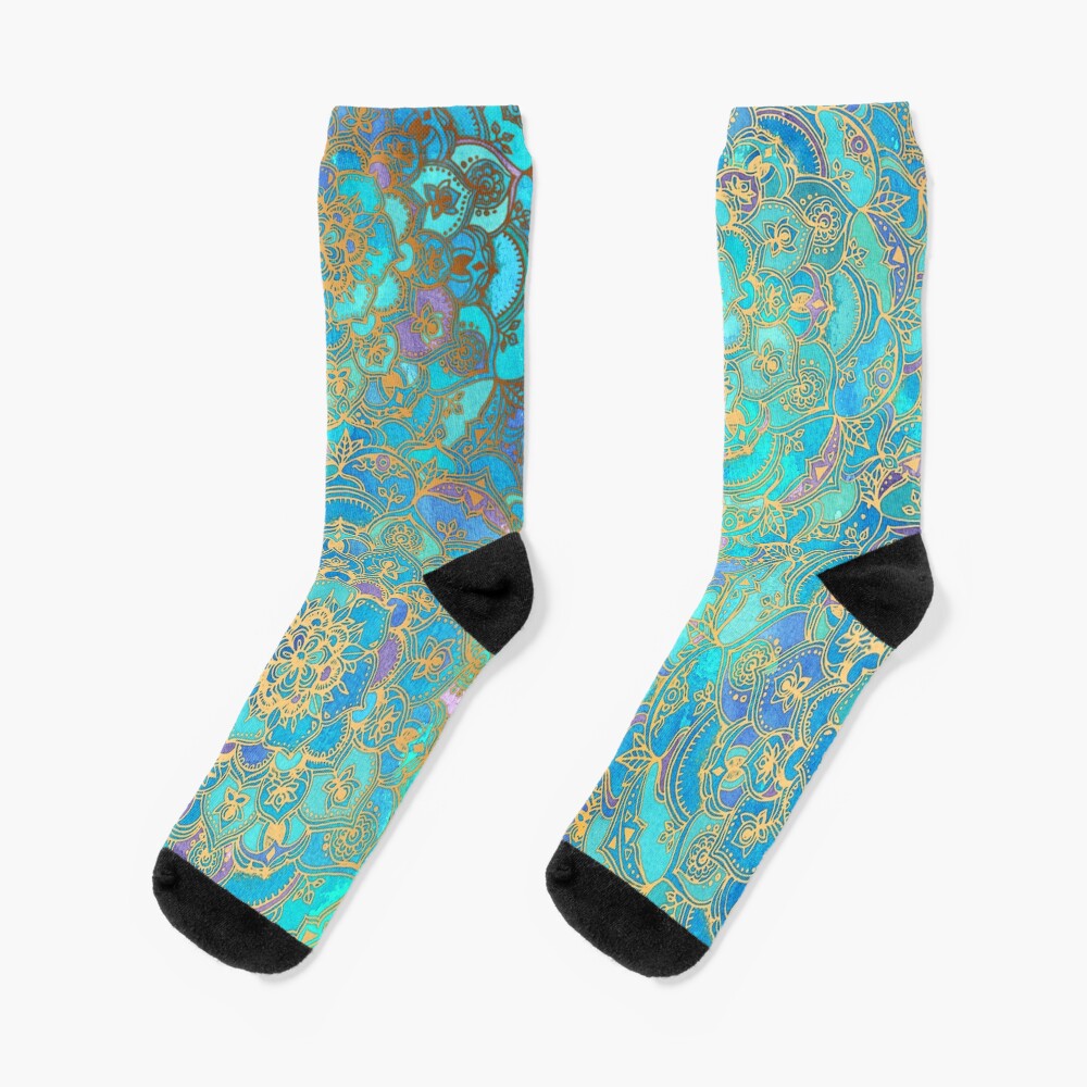 Sapphire & Jade Stained Glass Mandalas Socks