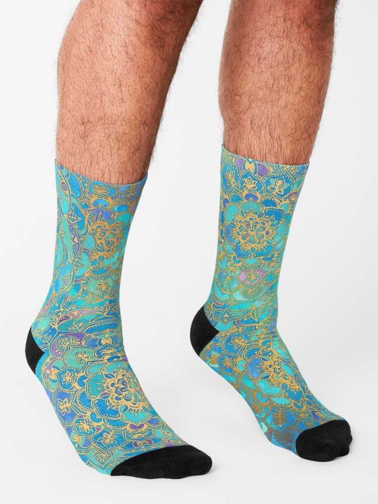 Alternate view of Sapphire & Jade Stained Glass Mandalas Socks