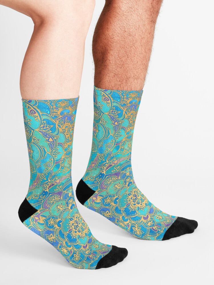 Alternate view of Sapphire & Jade Stained Glass Mandalas Socks