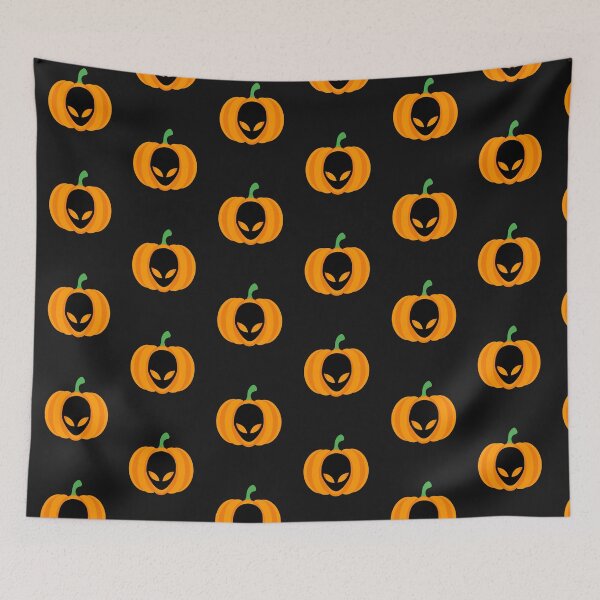 Item preview, Halloween Pumpkin Alien Silhouette Science Fiction Space Design designed and sold by KatesFunnyArt.