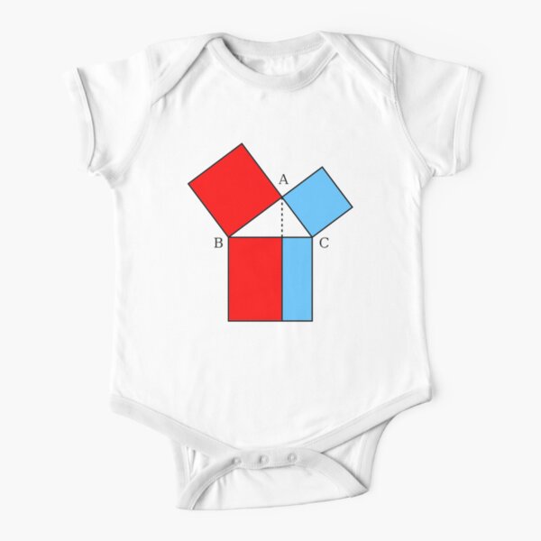Pythagoras. Pythagorean theorem, Windmill proof, in Euclid's Elements. Short Sleeve Baby One-Piece