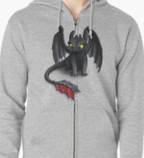 Toothless, Night Fury Inspired Dragon. Zipped Hoodie
