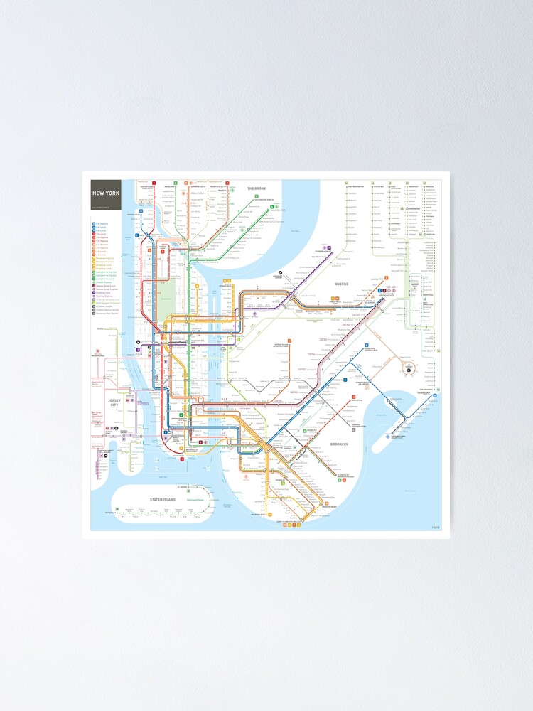 New York City Subway Map Poster By Jugcerovic Redbubble