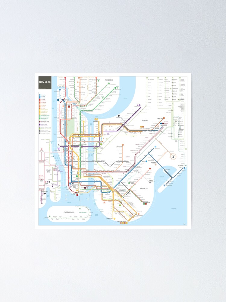 new york subway map poster New York City Subway Map Poster By Jugcerovic Redbubble new york subway map poster