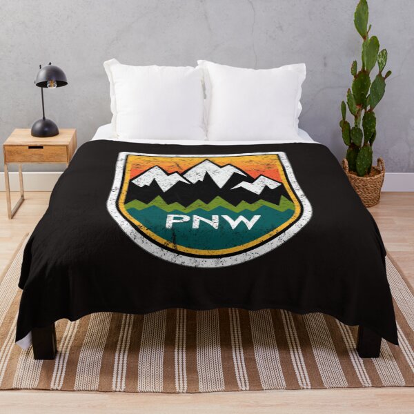 Item preview, PNW Pacific Northwest Colorful Mountain Trees Geometric Badge Design designed and sold by fernandopolania.