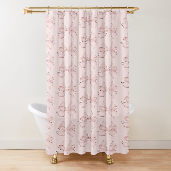 Preppy Bow Sticker Pink Shower Curtain