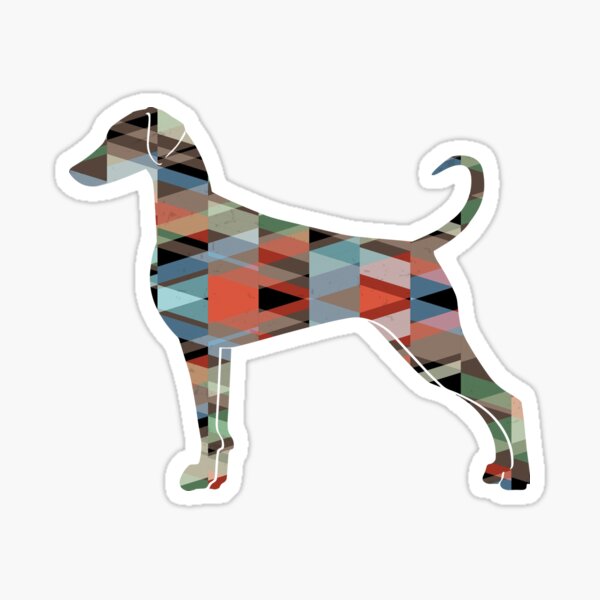Doberman Pinscher Dog Breed Silhouette Geometric Pattern in Plaid Sticker