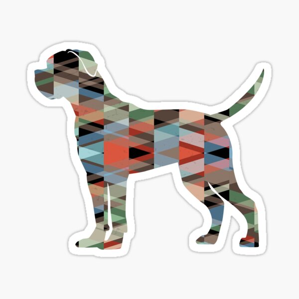 Cane Corso Dog Breed Silhouette Geometric Pattern in Plaid Sticker