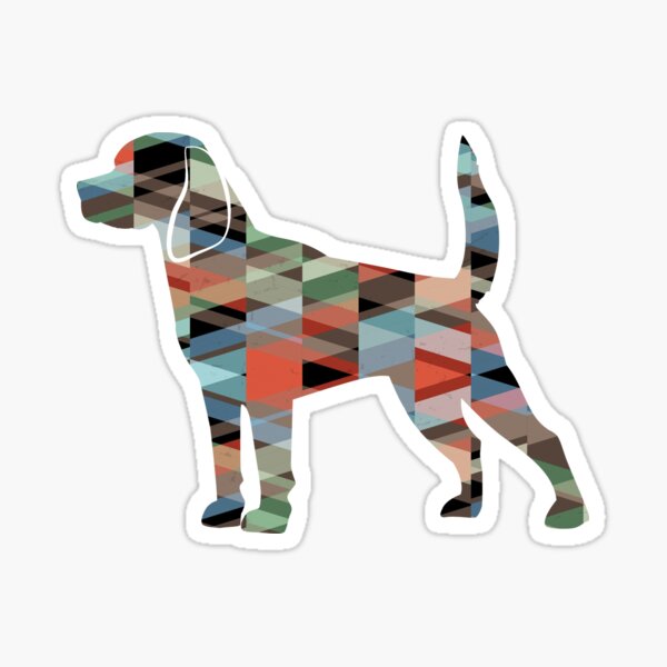 Beagle Dog Breed Silhouette Filled with Geometric Pattern in Plaid Sticker