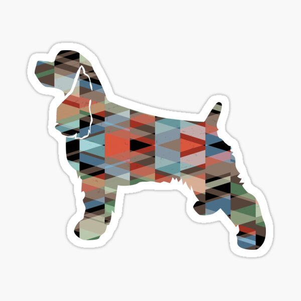 Cocker Spaniel Dog Breed Silhouette Geometric Pattern in Plaid Sticker