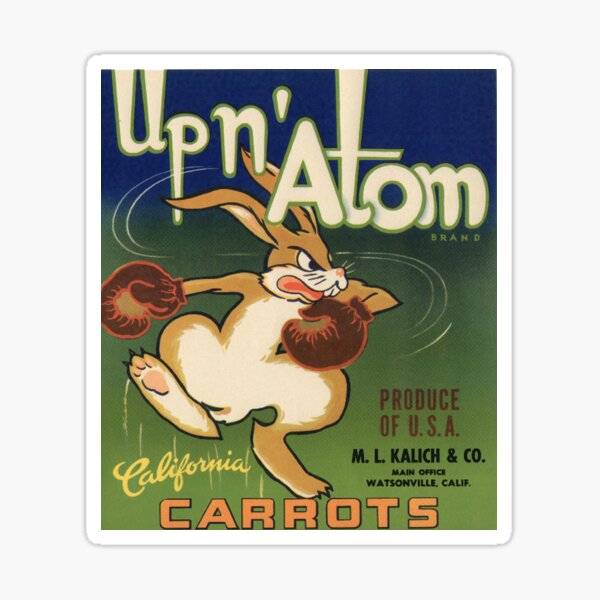Item preview, Vintage Food Crate Label Rabbit Boer Boxing Carrots California Fruit Vegetable Produce Art Antique Retro Artwork Old Sign designed and sold by ⭐⭐⭐⭐⭐ Art Geeky.