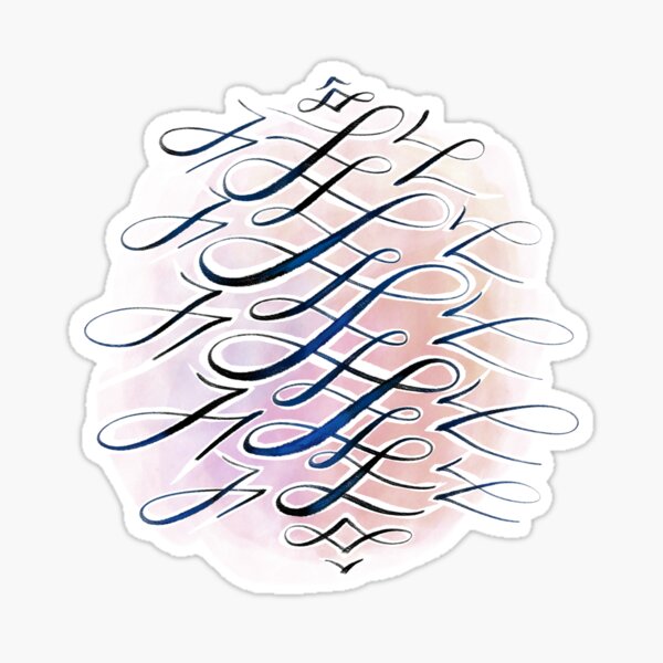 Watercolour Flourish in Pink, Orange, Blue Sticker