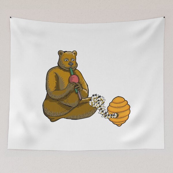 Item preview, BEAR IS CHARMING BEES WITH FLUTE designed and sold by Dwarf-Monkey.