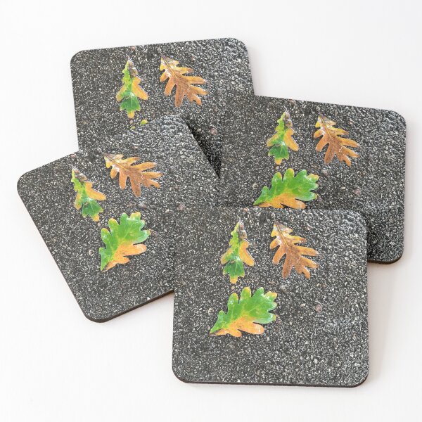 Item preview, Rainy Leaves on Black Terrazzo Background designed and sold by djrunnels.