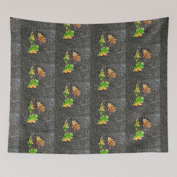 Item preview, Rainy Leaves on Black Terrazzo Background designed and sold by djrunnels.