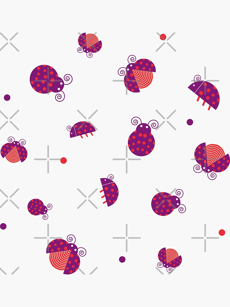 "Purple ladybugs with red and purple dots" Sticker for Sale by
