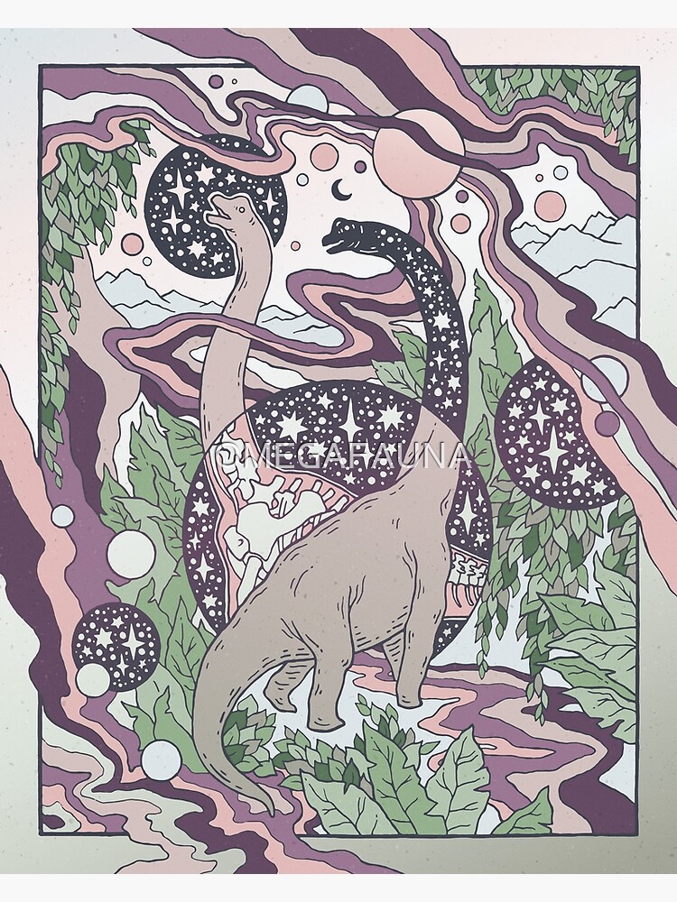 Thumbnail 3 of 3, Photographic Print, Jurassic Portal | Purple Haze Palette | Dinosaur Science Fiction Art designed and sold by OMEGAFAUNA.